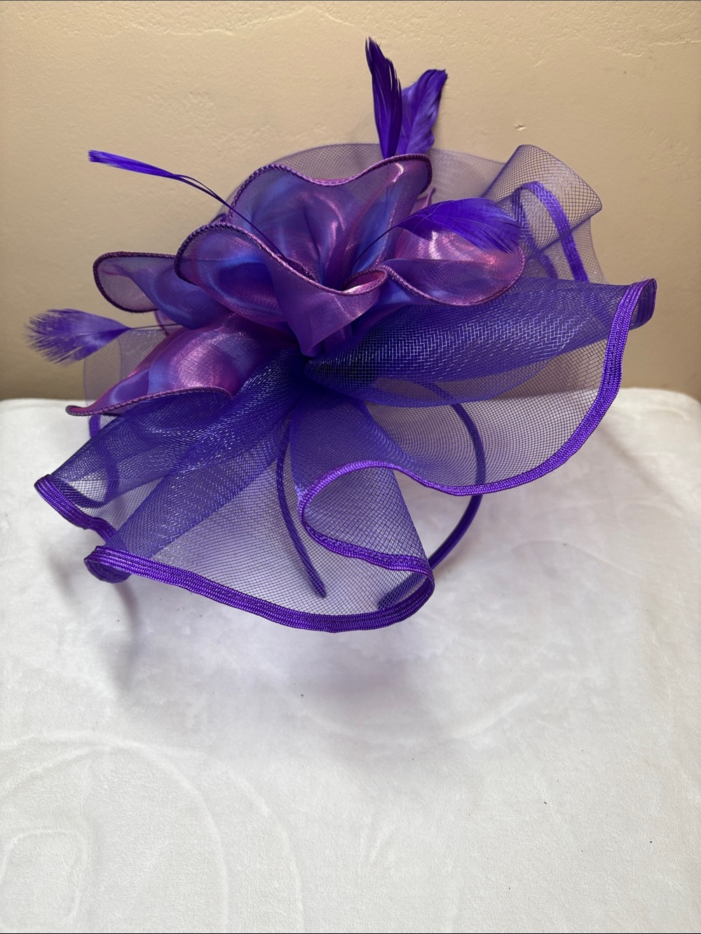 Purple Floral Mesh Fascinator Headband - Women Accessories